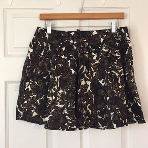 F21 black & brown floral mini skirt